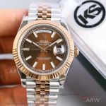 KS Factory Rolex Day Date 41mm Brown Dial Steel And Rose Gold Jubilee Band 2836 Watch